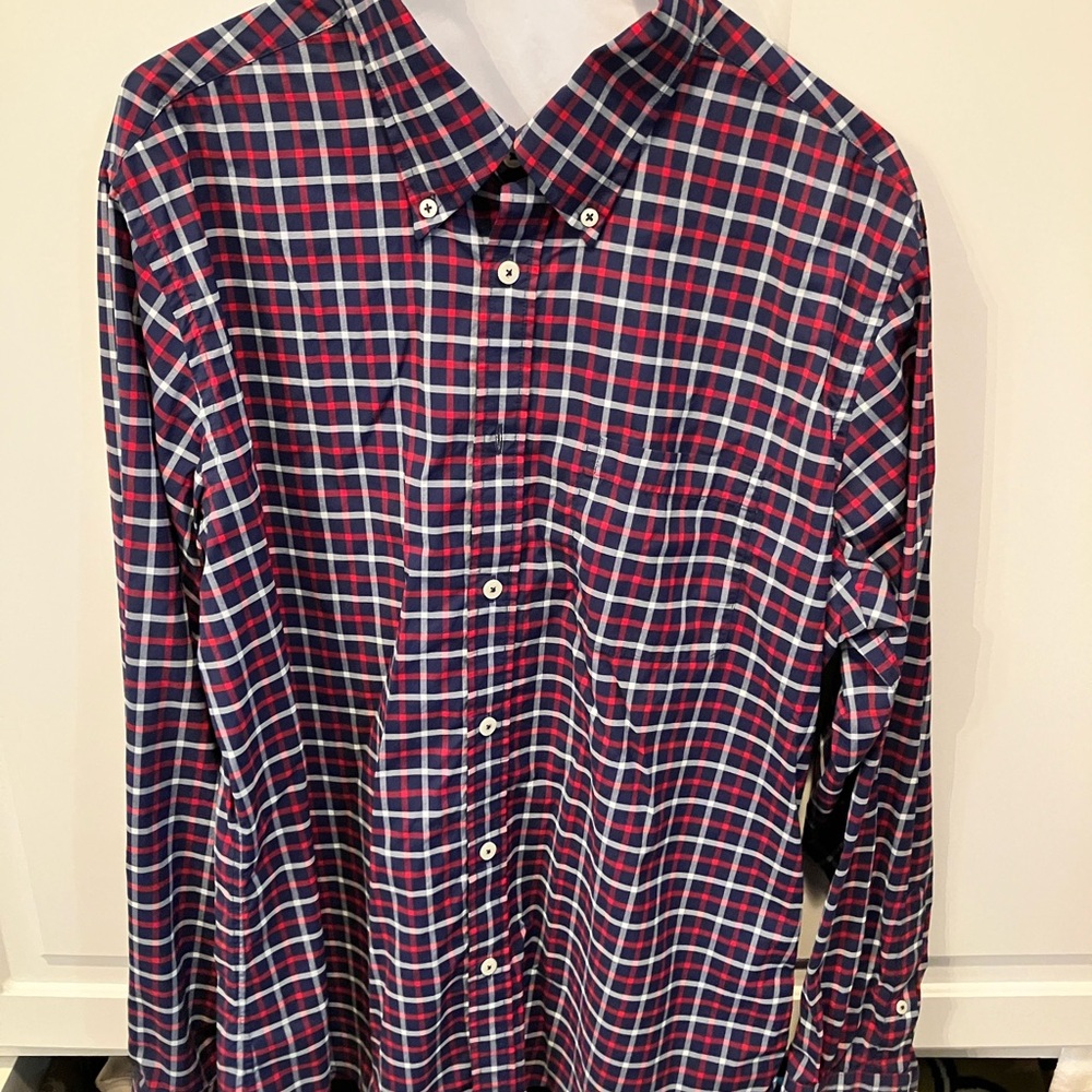 Brooks Brothers Navy and Crimson Performance Dress Shirt